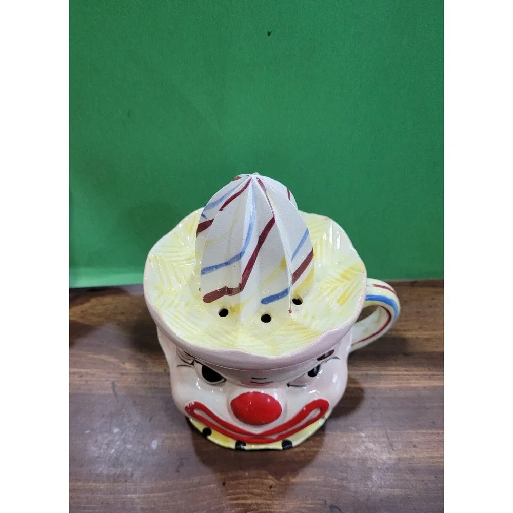 Vintage Juicer Reamer CLOWN Ceramic Hand Painted 5-1/2